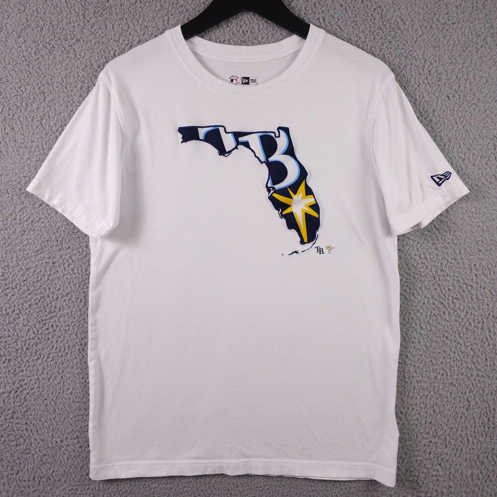 Tampa Bay Rays Shirt Men Medium White Embroidered Game Day State Tee New Era MLB